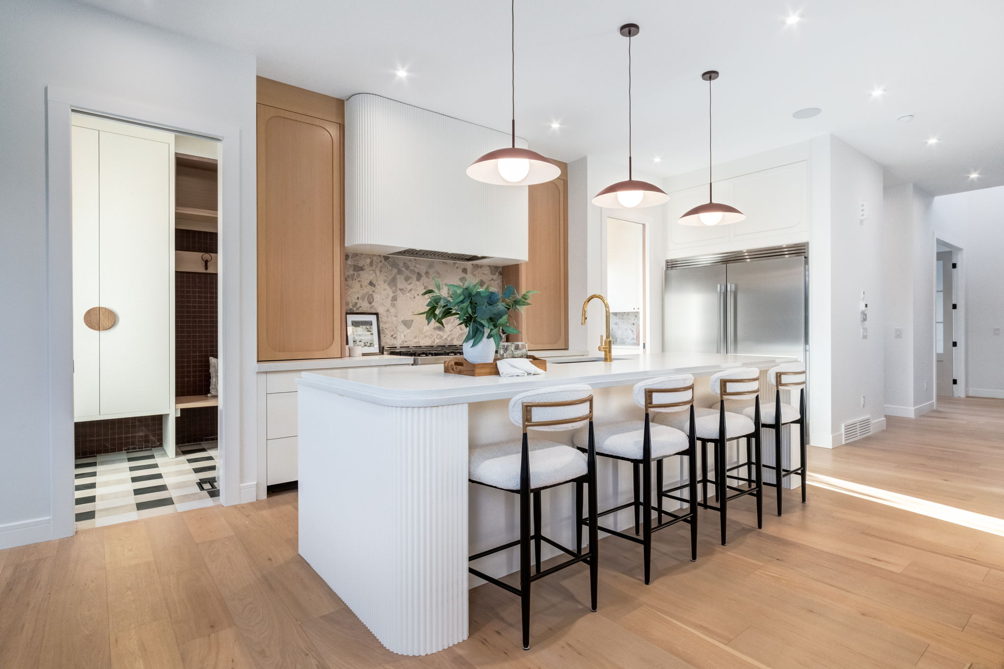Sculpted White Oak Island Kitchen